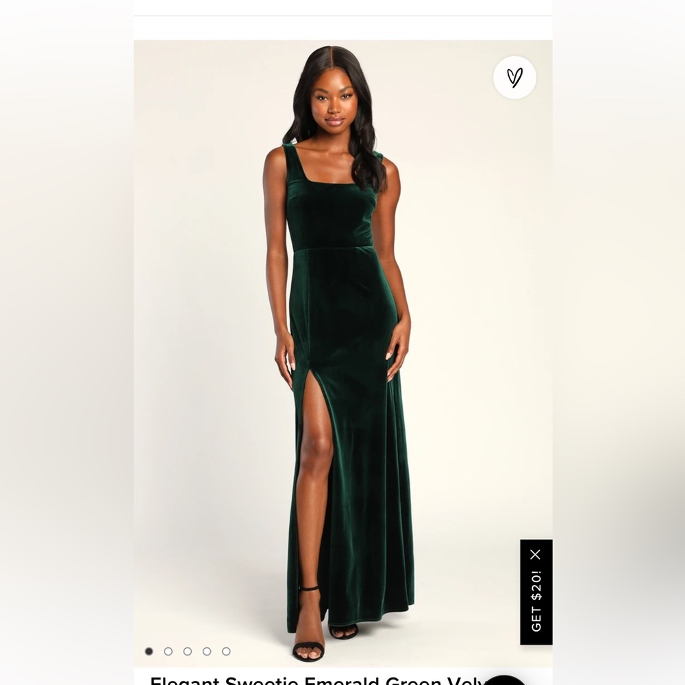 Lulus Elegant Sweetie Emerald Green Velvet Square Neck Maxi Dress